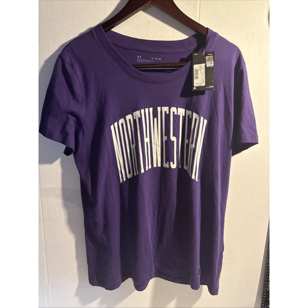 Under Armour Northwestern Wildcats Purple Athletic Women's T-Shirt XL Brand New